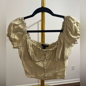 Forever 21 Beige Button-Front Blouse
